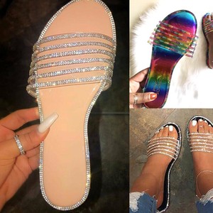 Zapatillas de estar por casa mujer pedrería sandalias brillantes botines  casuales zapatos de fiesta | eBay