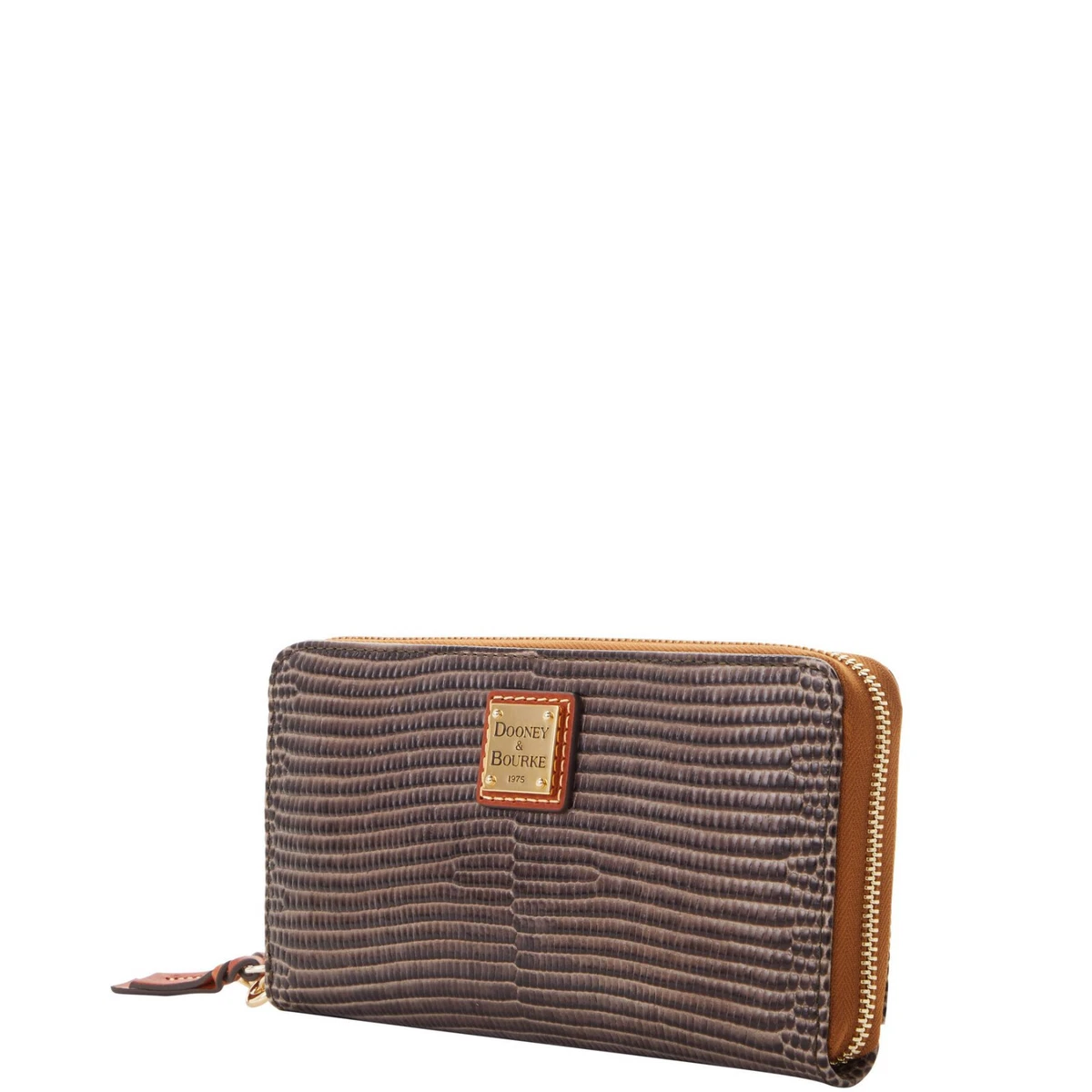 Dooney Bourke Embossed Lizard Large Zip Around Wristlet Wallet