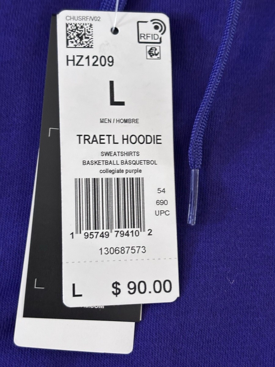 Adidas Trae Young Hoodie Sweatshirt Men Large Purple New Atlanta