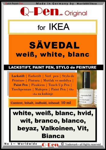 10mL Lackstift für IKEA SÄVEDAL weiß - 第 1/1 張圖片