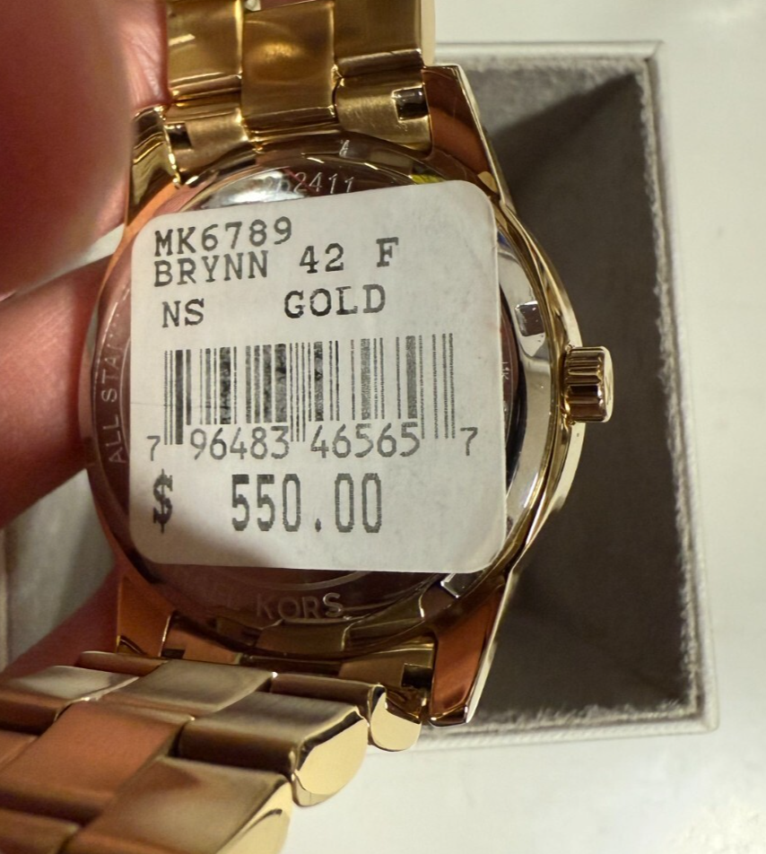 New Michael Kors MK6789 Oversized Brynn Pavé Gold-Tone Stainless