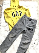 Gap Youth Kids Size 10/11 Yellow Gray Embroidered Patriotic Logo Hoodie Pants Se