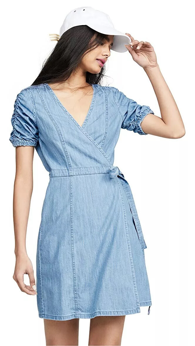 madewell denim wrap dress Madewell Wrap Dress Ellsworth Wash XS