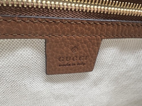 New Gucci 631685 GG Denim Canvas OPHIDIA Shoulder Bag Tote Purse BLUE/BROWN - Picture 14 of 15