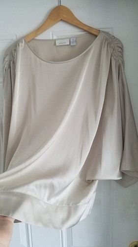 Women's Chico's Silky Beige Incredibly Soft Lightweight Oversized Blouse 2 - L - Picture 7 of 23