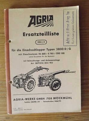 Agria 3800 3800D  3800G  Ersatzteilliste ETL Teileliste