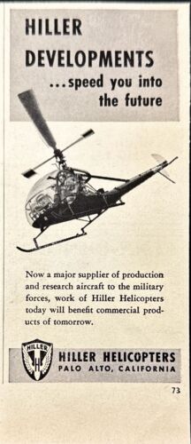 1955 Hiller Helicopters Supplier Research Aircraft Palo Alto CA Vintage Print Ad