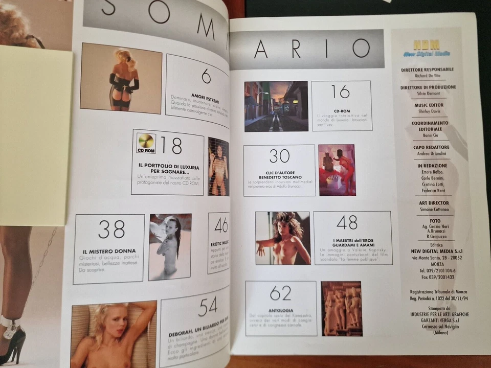 LUXURIA nr. 3 del 1995 bimestrale in Lingua Italiana e Inglese (indice in foto) - Immagine 2 di 4