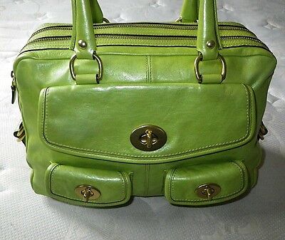 COACH Peyton Pearlized MINT GREEN Leather Legacy Tote Bag