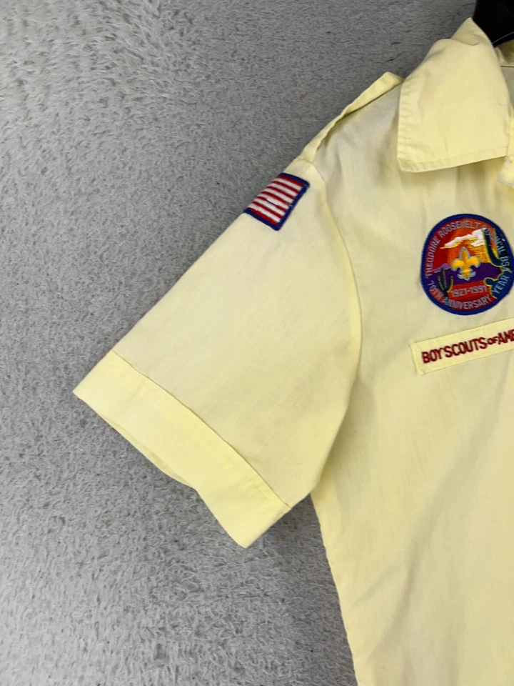 Boy Scouts of America Shirt Women 14 Yellow 90's Official Blouse Button Up READ - Image 3 of 4