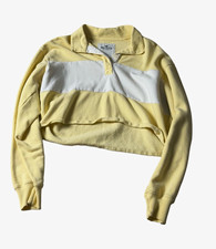 Hollister Women  s Colorblock Cropped Collared Fleece Pullover Sweatshirt S