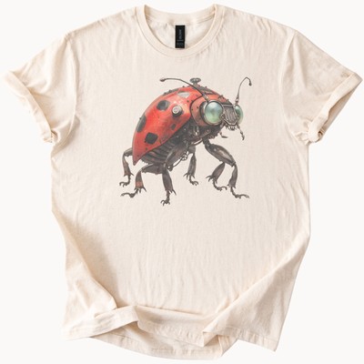 Mechanical Ladybug Graphic T Shirt Steampunk Insect Art Robot Bug Tee