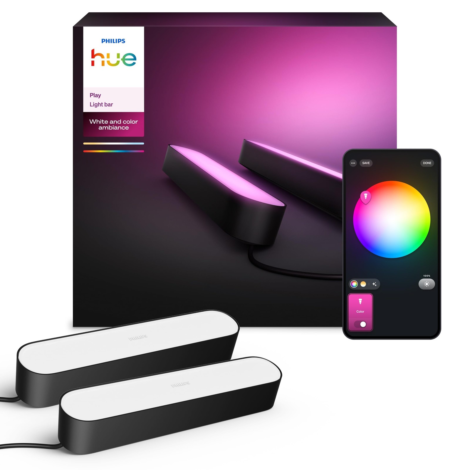 Barre lumineuse LED connectée White and Color Ambiance RVB pour maison intelligente