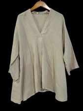 Top túnica Cobblestone Living 100 % lino para mujer L/XL beige de gran tamaño Lagenlook
