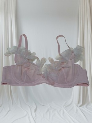 Women s Pink Sheer Underwire Bra With Petals Fits 30B 32B (runs Small)