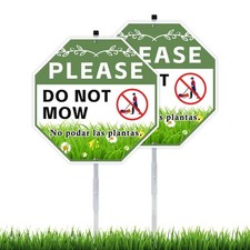 2 Pack 10" x 28" Do Not Mow Yard Signs with Stake and Accessories, Rust Free ...