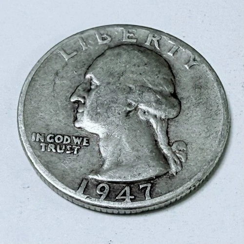 New Listing1947 D Washington Quarter 90% Silver Circulated Coin Free Shipping #7675