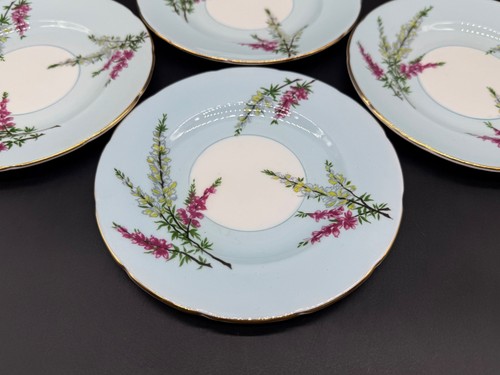 Foley Highland Heather 6" Bread Butter Plates (set of 4) Bone China England - Picture 3 of 5