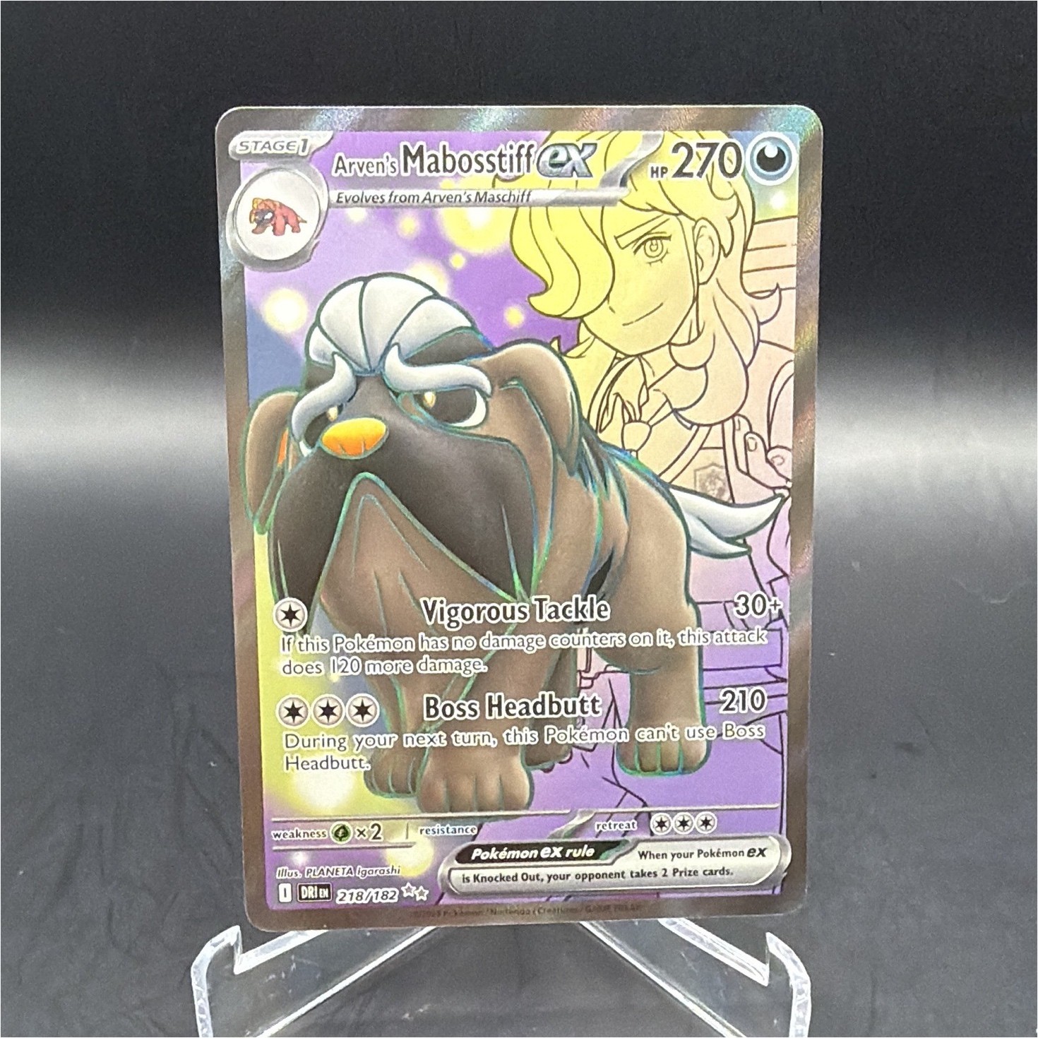 Pokémon Arven's Mabosstiff ex 218/182 SV10 Destined Rivals Holo SIR 270HP ENG