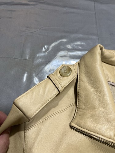 Wilsons Leather Suede Bomber Jacket Mens Large Beige Epaulet Linen Blend Lining - Picture 3 of 10