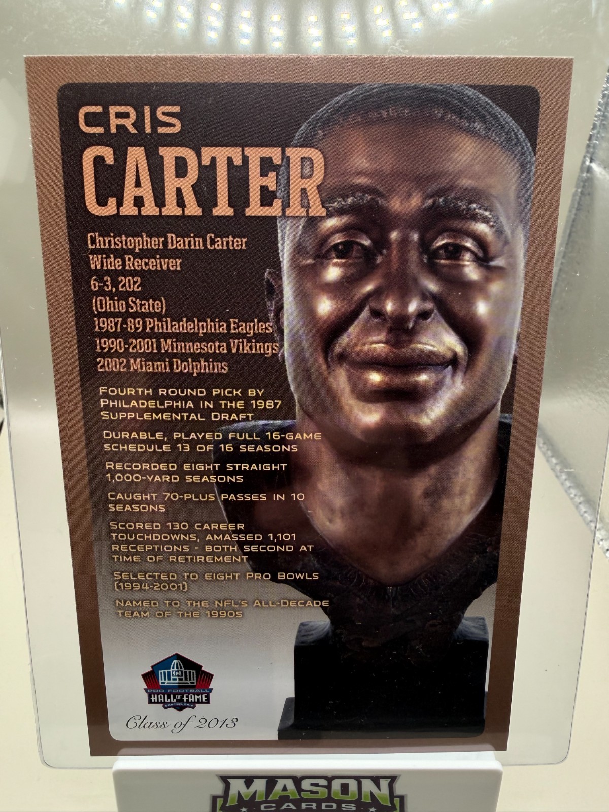 Cris Carter Vikings HOF Bronze Bust Oversized Card 131/150 Class of 2013