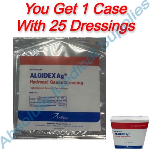 *25-Dressings* DeRoyal Algidex Ag Hydrogel Gauze 4" x 4" Sterile 46-GZ44