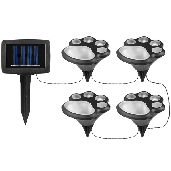 Solar Gartenleuchte 4 Led Pfoten Kaltweiß IP44 AußEn Deko Hundepfoten Masterled-image