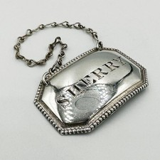 ANTIQUE SHERRY DECANTER BOTTLE LABEL GEORGE III OLD SHEFFIELD PLATE c1800