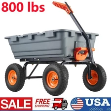 Poly Garden Dump Cart Heavy-duty Yard Carts and Wagons 800 lbs with 10" Tires