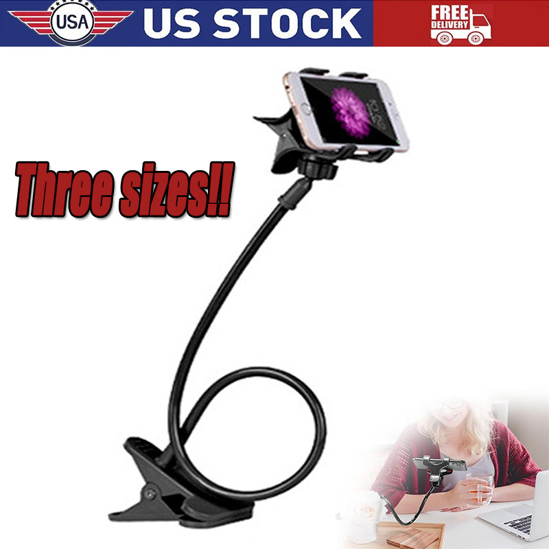 Universal Lazy Mobile Phone Gooseneck Stand Holder Flexible Bed Desk Table Clip