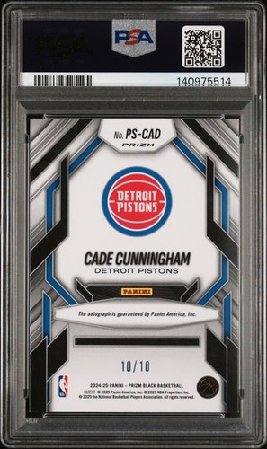 2024-25 Panini Prizm Black Prolific Auto Cade Cunningham Gold PRIZM /10 PISTONS