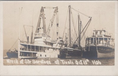 Wreck Steamer Saratoga Tivoli New York NY 1900s Hudson Shipwreck Postcard
