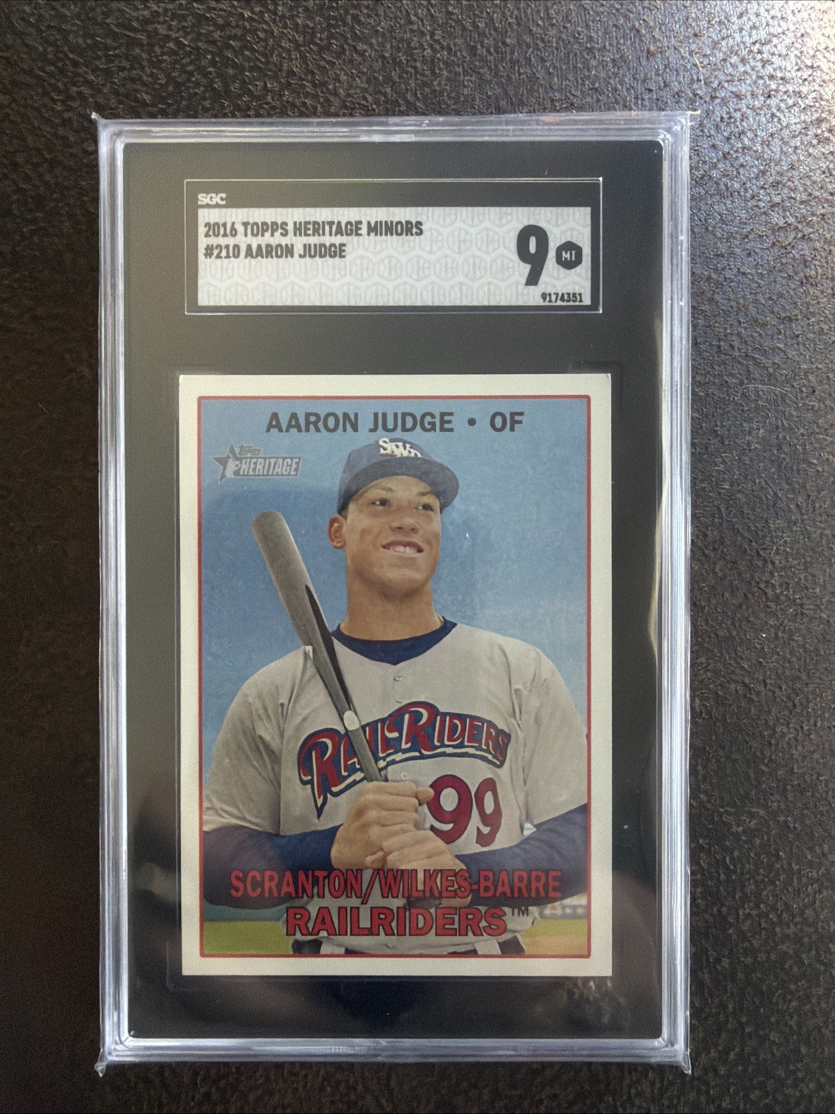2016 Topps Heritage💥Aaron Judge Minor League #210 SGC 9 Mint Yankees MVP💥