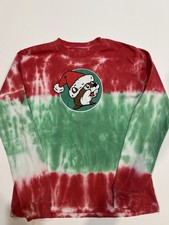 Buc-ee's Christmas Beaver Santa Holiday Tie-Dye Long Sleeve Shirt size Youth Med
