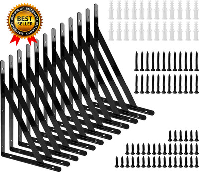 12'' X 8'' Heavy Duty Shelf Brackets with Screws Metal Shelves Supports Wall Mount