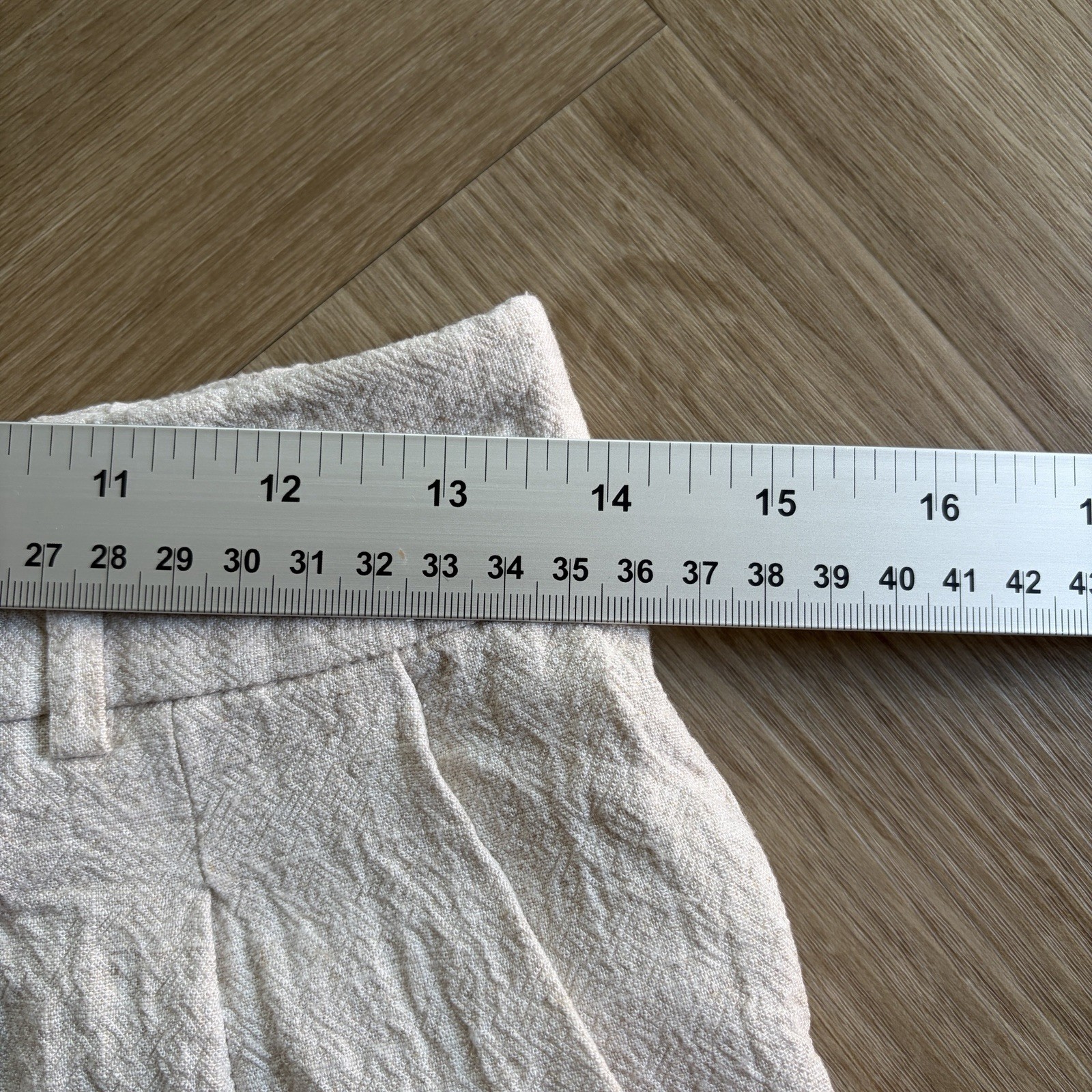 F&F Cream Oatmeal Women's Linen Blend Wide-Leg Pants Trousers UK 12 image 7