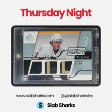 2008 SP GAME USED EVGENI MALKIN AUTHENTIC FABRICS TRIPLE PLATINUM PATCH /10