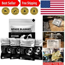 Lightweight 4 Pack Mylar Emergency Blankets - Water Resistant for Outdoor Safety