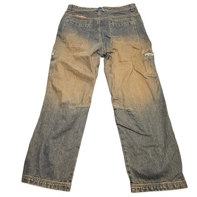 Barefox Cargo Jeans Mens 40 Blue Brown Dirty Wash Baggy Pimp Juice Streetwear