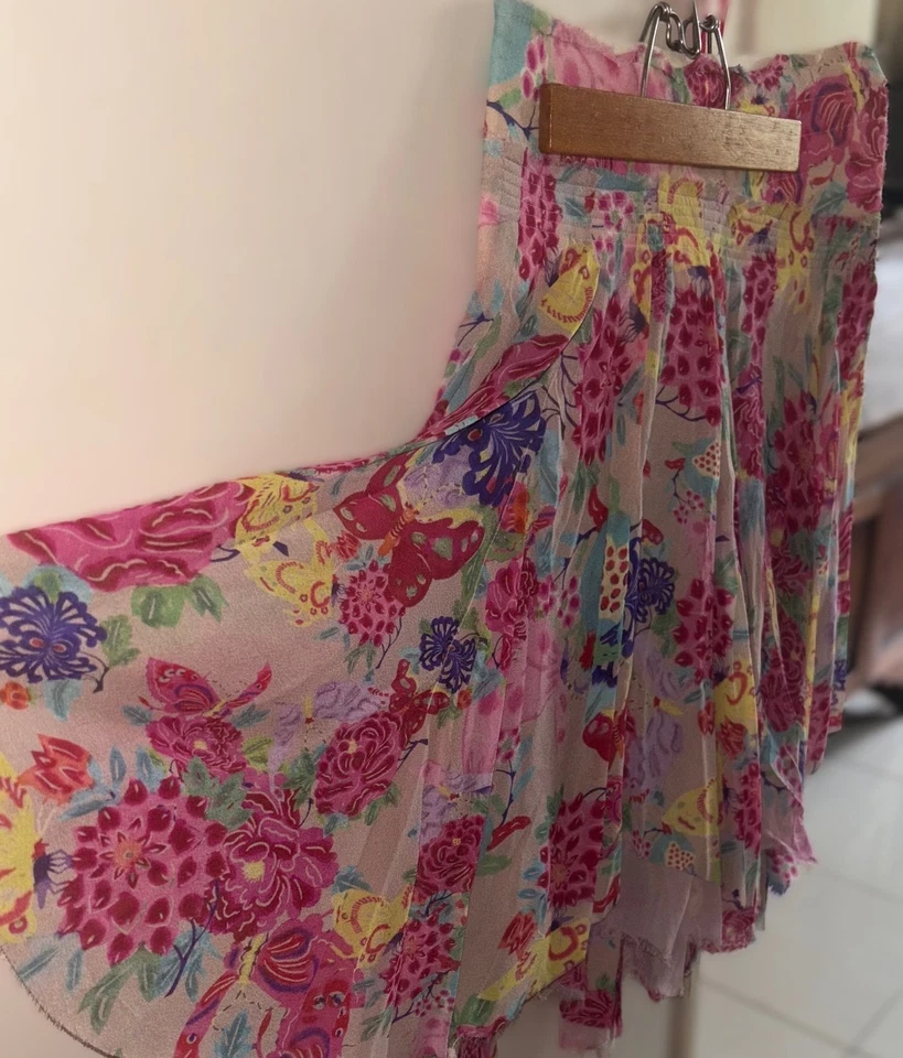 Vintage Akira Isogawa 1990s Silk Skirt — Floral & Butterfly Print Collector piec - Image 2 of 4