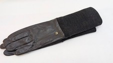 NWT Y2K ETIENNE AIGNER Black Leather Ladies Gloves Sz Med. NEW 13-1/2" long