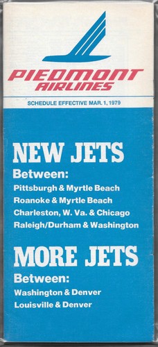 ***1979 Piedmont Airlines System Timetable - March 1 1979***