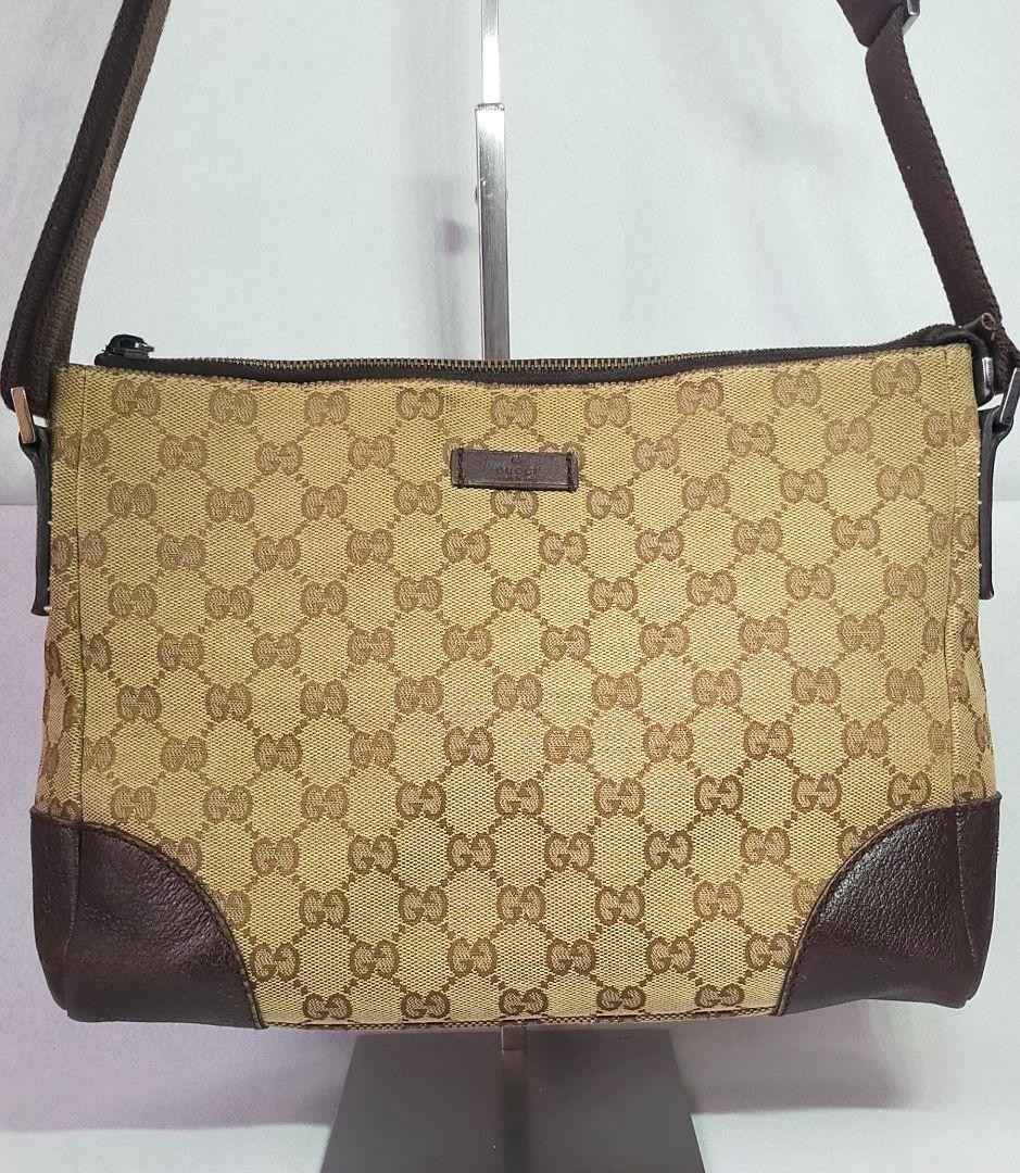 GUCCI GG Pattern Beige Brown Shoulder Bag PG55M7-image
