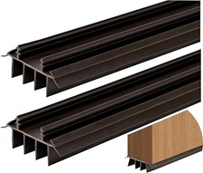  2 Pack 36 Inch Exterior Door Sweep with Vinyl Fins   Under Door Weather Brown