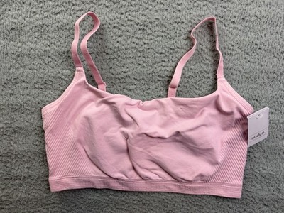Auden Womens XXL Pink Seamless Knit Lightly Lined Square Neck Bralette