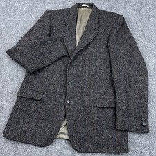 VTG Harris Tweed Donegal Flecked Blazer 42T Gray Scottish Wool Wm. H Leishman