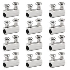 12 PCS Stainless Steel Wire Rope Cable Clamp Adjustable Double Hole Fastener