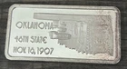VINTAGE HAMILTON MINT FINE SILVER ART BAR - OKLAHOMA 16TH STATE  #2875