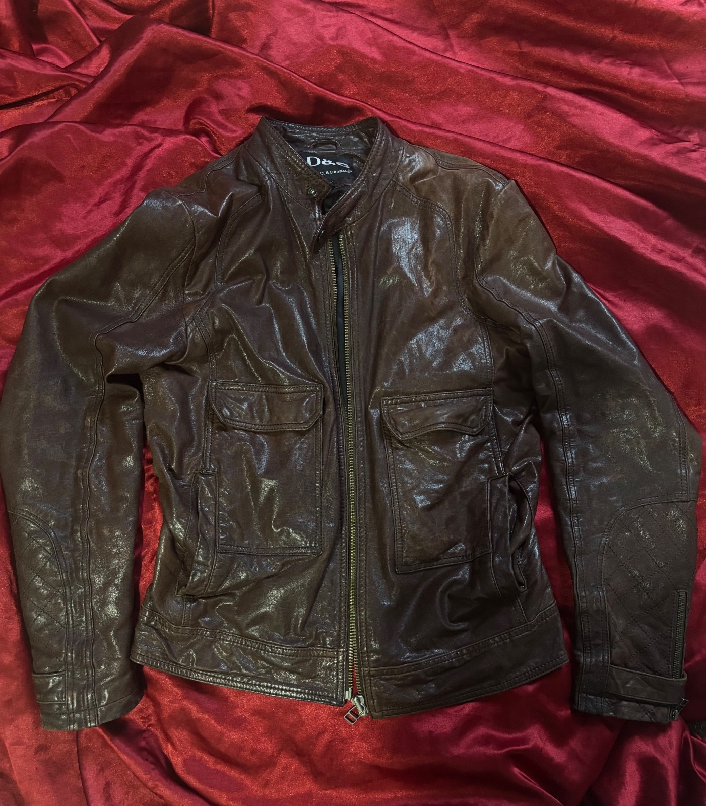 D&G Dolce & Gabbana Brown Soft Leather Jacket Size 50 / XL – Runs Small - second product detail image