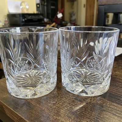 Set of 2 Woodford Reserve Bourbon Glencairn Crystal Rock Glasses Low Ball 8 oz.
